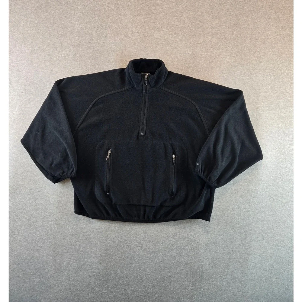 Nike Fleece Sweatshirt Mens Medium Black Vintage Quarter Zip 90s Big Swoosh